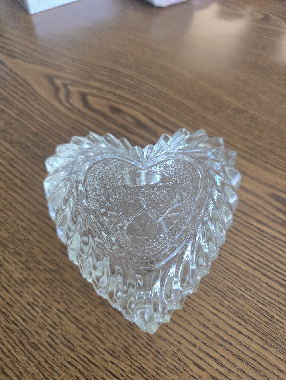 Clear Heart-Shaped Pressed Glass Trinket Dish